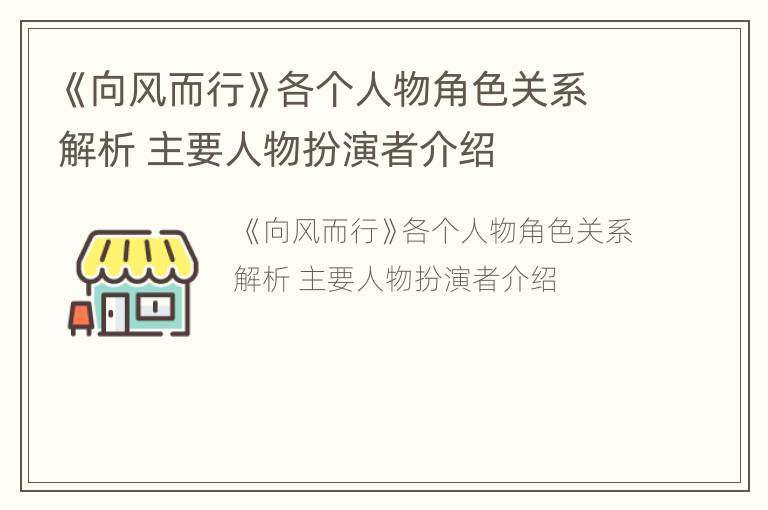 《向风而行》各个人物角色关系解析 主要人物扮演者介绍