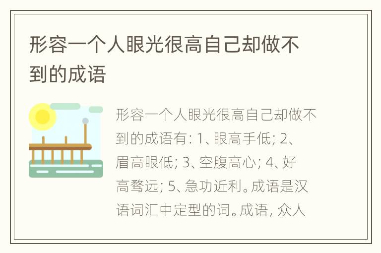 形容一个人眼光很高自己却做不到的成语