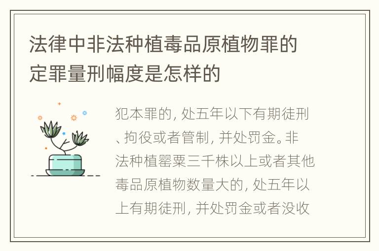 法律中非法种植毒品原植物罪的定罪量刑幅度是怎样的