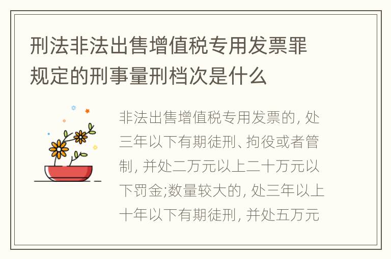 刑法非法出售增值税专用发票罪规定的刑事量刑档次是什么