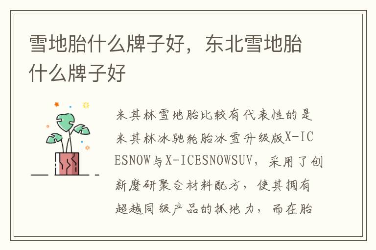 雪地胎什么牌子好，东北雪地胎什么牌子好