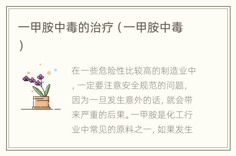 一甲胺中毒的治疗（一甲胺中毒）