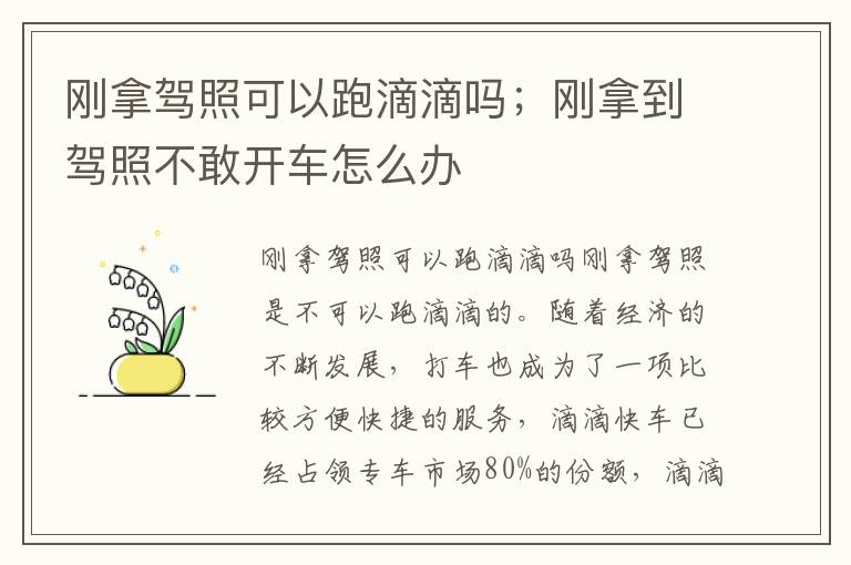 刚拿驾照可以跑滴滴吗；刚拿到驾照不敢开车怎么办
