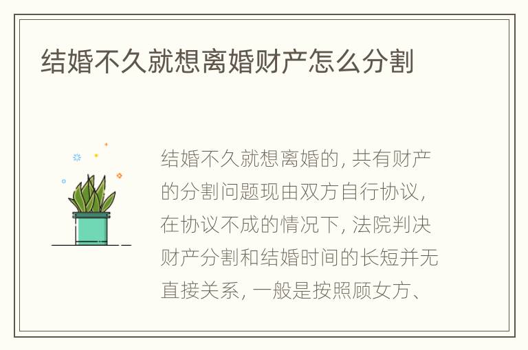 结婚不久就想离婚财产怎么分割