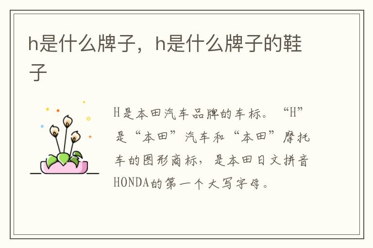 h是什么牌子，h是什么牌子的鞋子
