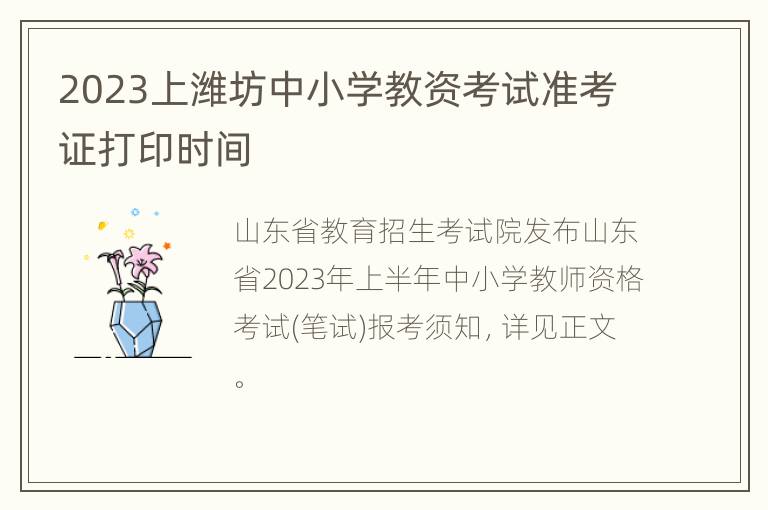 2023上潍坊中小学教资考试准考证打印时间