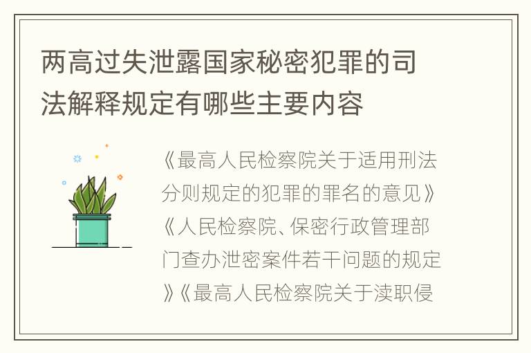 两高过失泄露国家秘密犯罪的司法解释规定有哪些主要内容