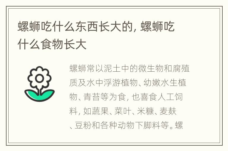 螺蛳吃什么东西长大的，螺蛳吃什么食物长大