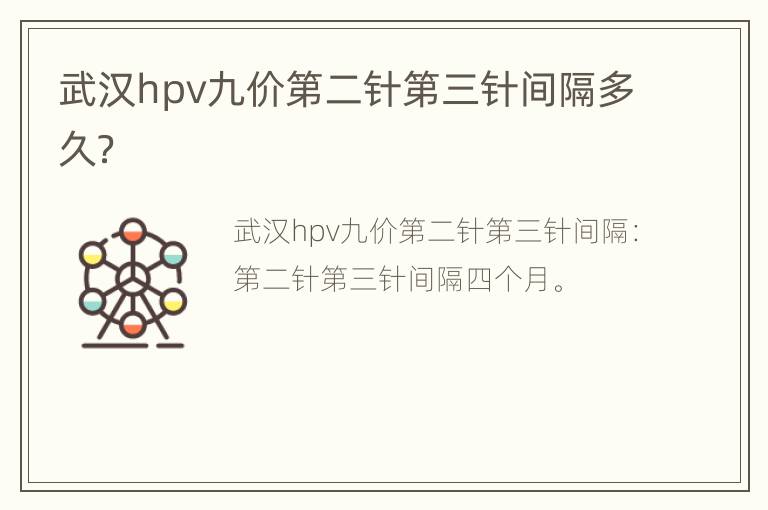 武汉hpv九价第二针第三针间隔多久？