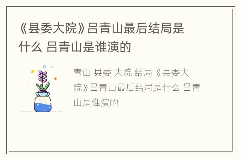 《县委大院》吕青山最后结局是什么 吕青山是谁演的