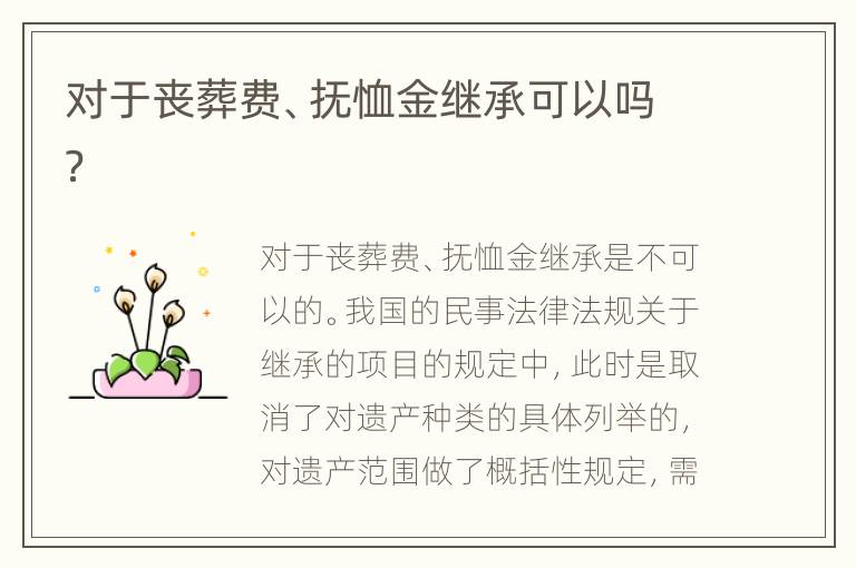 对于丧葬费、抚恤金继承可以吗？