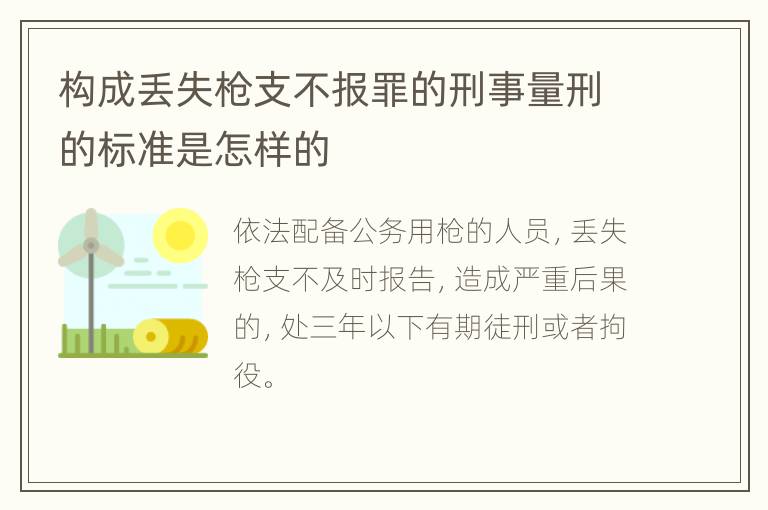构成丢失枪支不报罪的刑事量刑的标准是怎样的