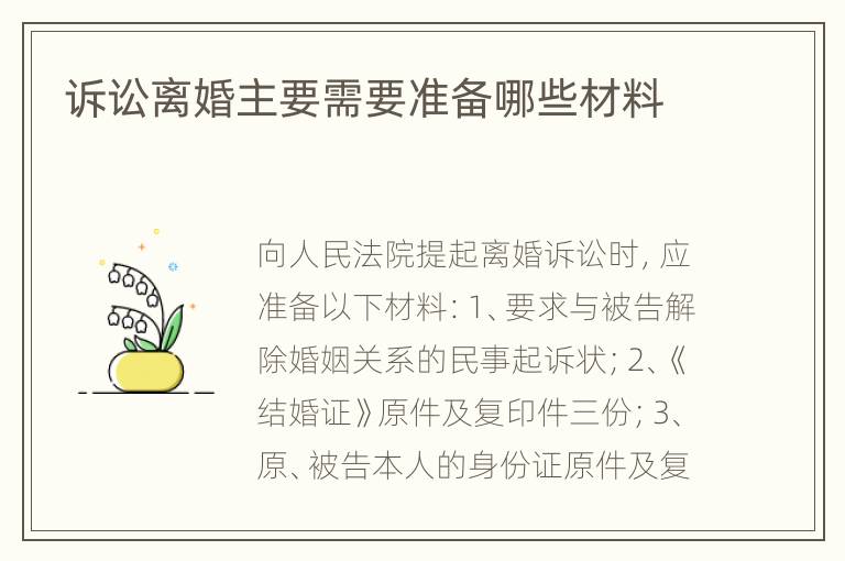 诉讼离婚主要需要准备哪些材料