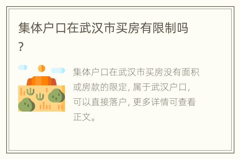 集体户口在武汉市买房有限制吗?