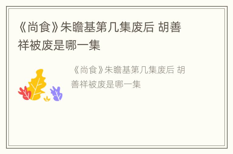《尚食》朱瞻基第几集废后 胡善祥被废是哪一集