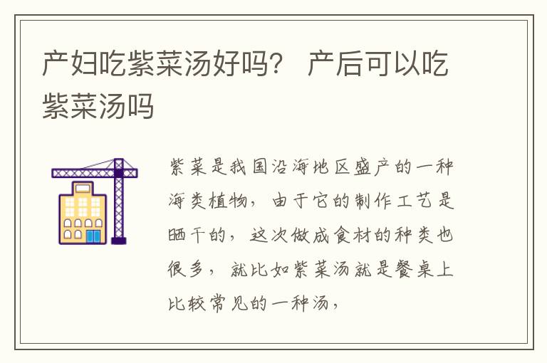 产妇吃紫菜汤好吗？ 产后可以吃紫菜汤吗