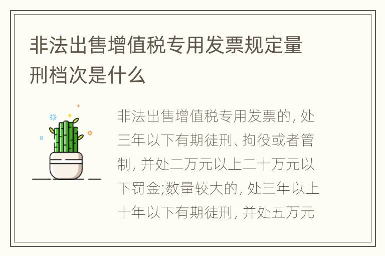 非法出售增值税专用发票规定量刑档次是什么