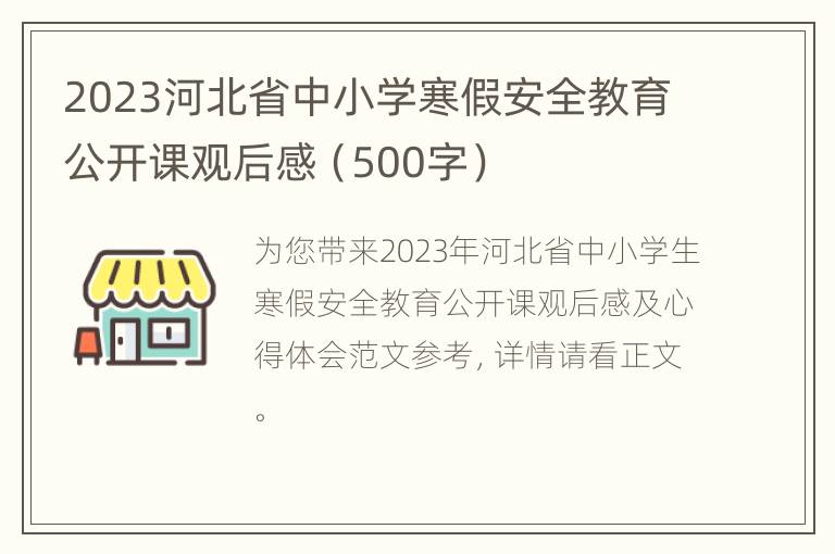 2023河北省中小学寒假安全教育公开课观后感（500字）