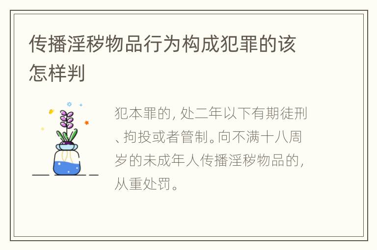 传播淫秽物品行为构成犯罪的该怎样判