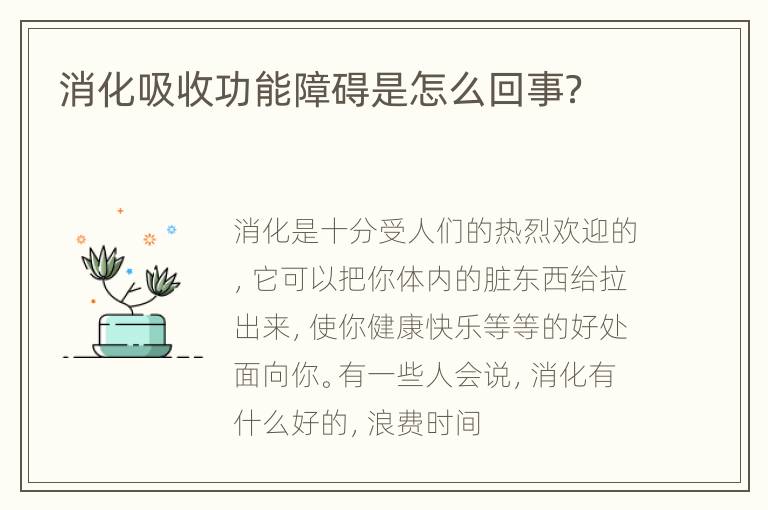 消化吸收功能障碍是怎么回事？