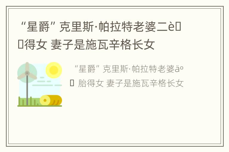 “星爵”克里斯·帕拉特老婆二胎得女 妻子是施瓦辛格长女