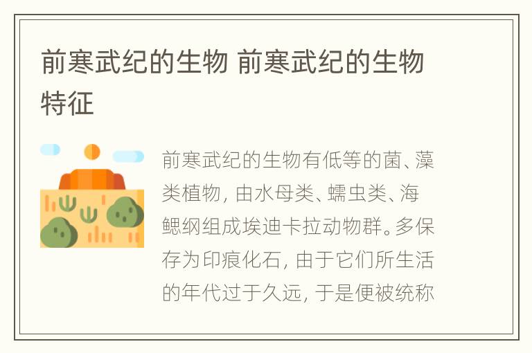 前寒武纪的生物 前寒武纪的生物特征