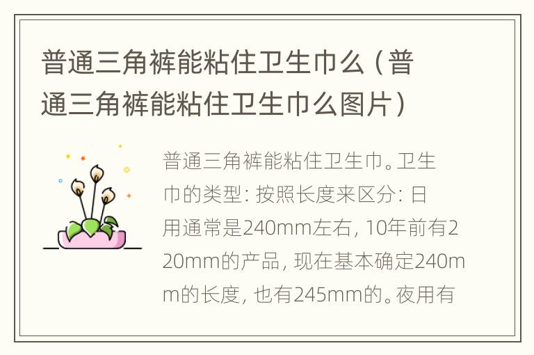 普通三角裤能粘住卫生巾么（普通三角裤能粘住卫生巾么图片）