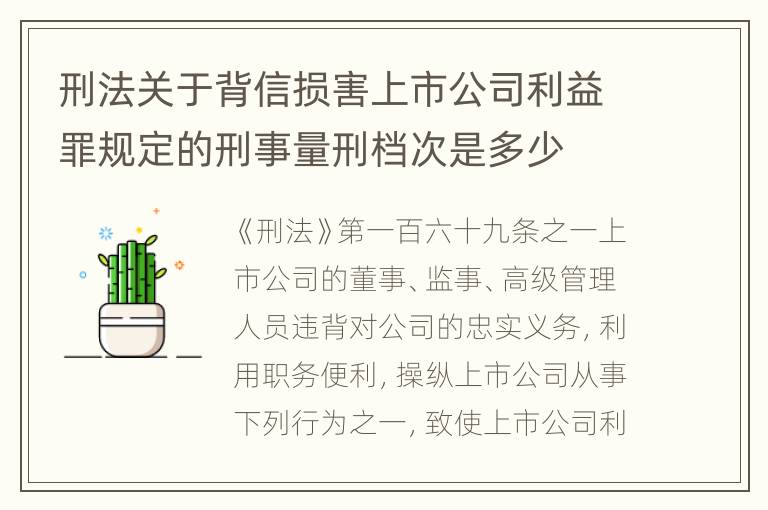 刑法关于背信损害上市公司利益罪规定的刑事量刑档次是多少