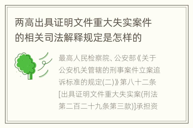两高出具证明文件重大失实案件的相关司法解释规定是怎样的