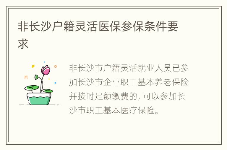 非长沙户籍灵活医保参保条件要求
