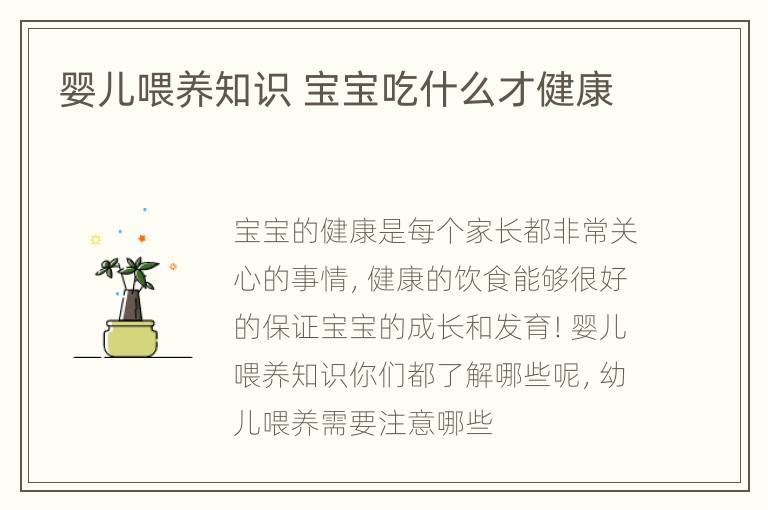 婴儿喂养知识 宝宝吃什么才健康