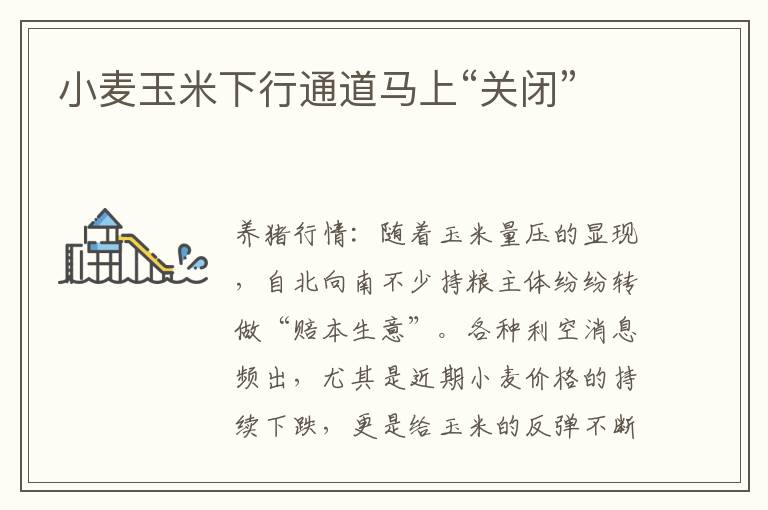 小麦玉米下行通道马上“关闭”