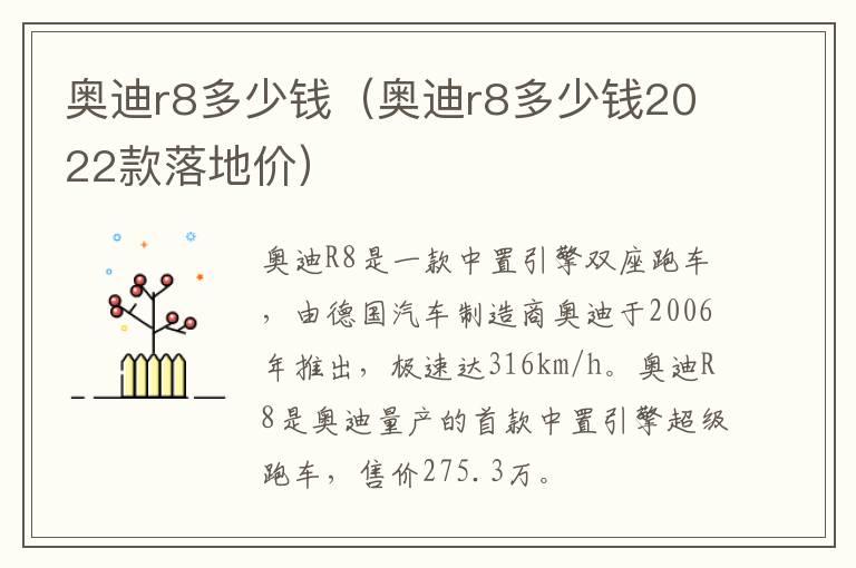 奥迪r8多少钱（奥迪r8多少钱2022款落地价）