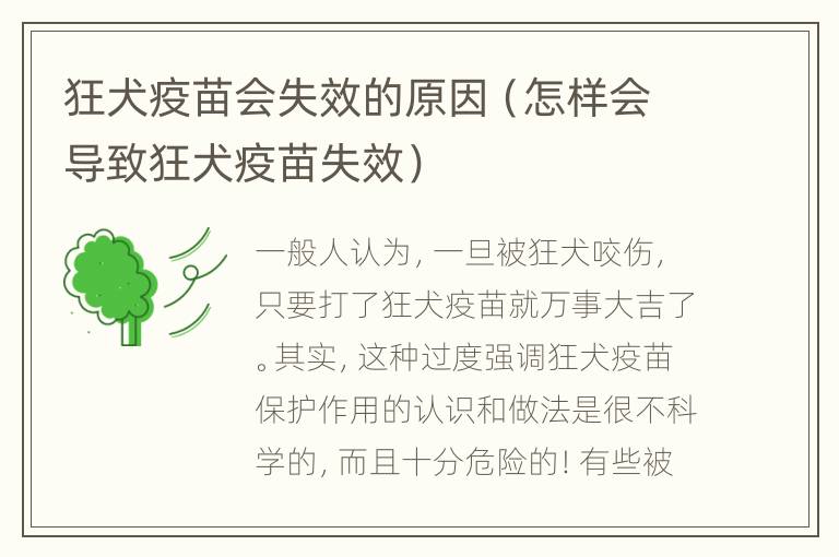 狂犬疫苗会失效的原因（怎样会导致狂犬疫苗失效）