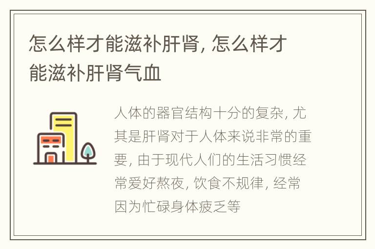 怎么样才能滋补肝肾，怎么样才能滋补肝肾气血