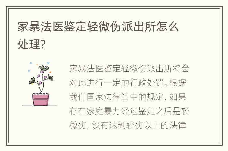家暴法医鉴定轻微伤派出所怎么处理？