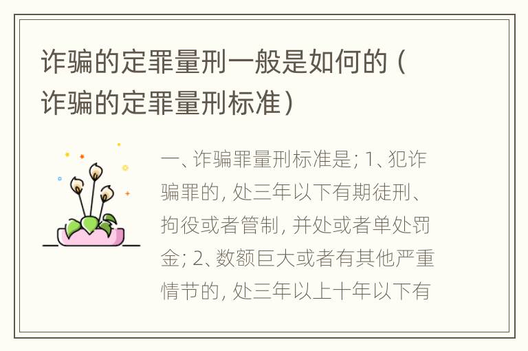 诈骗的定罪量刑一般是如何的（诈骗的定罪量刑标准）