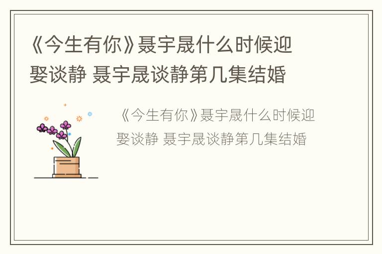 《今生有你》聂宇晟什么时候迎娶谈静 聂宇晟谈静第几集结婚