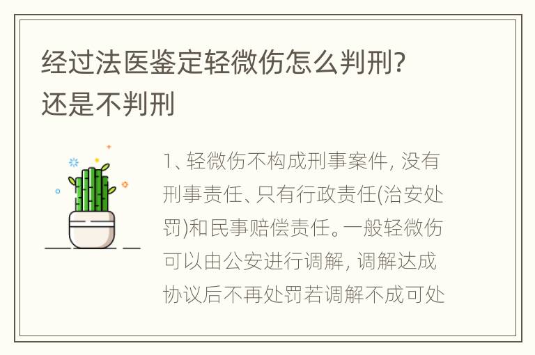 经过法医鉴定轻微伤怎么判刑？还是不判刑