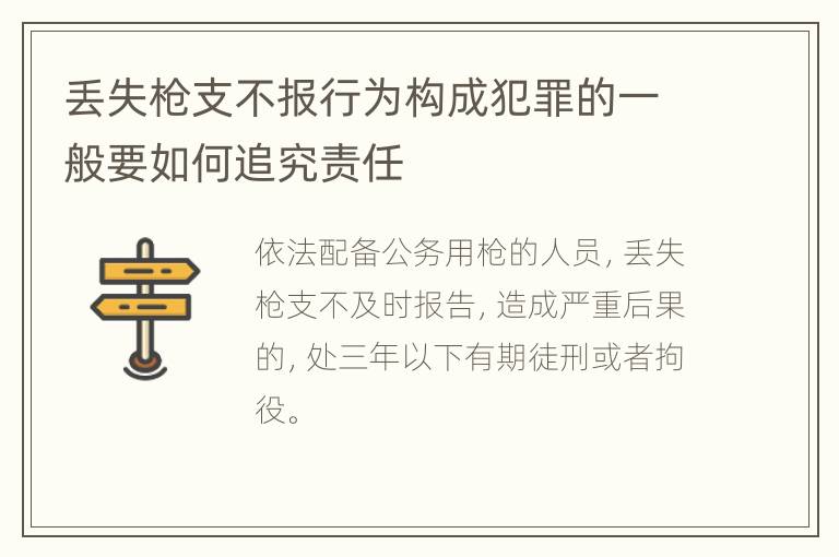 丢失枪支不报行为构成犯罪的一般要如何追究责任