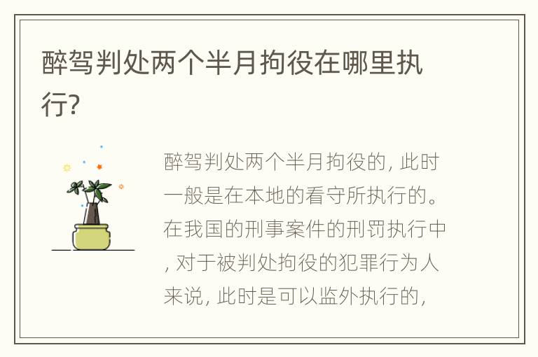 醉驾判处两个半月拘役在哪里执行？