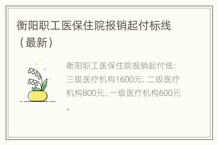 衡阳职工医保住院报销起付标线（最新）