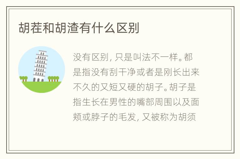 胡茬和胡渣有什么区别