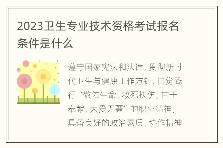 2023卫生专业技术资格考试报名条件是什么