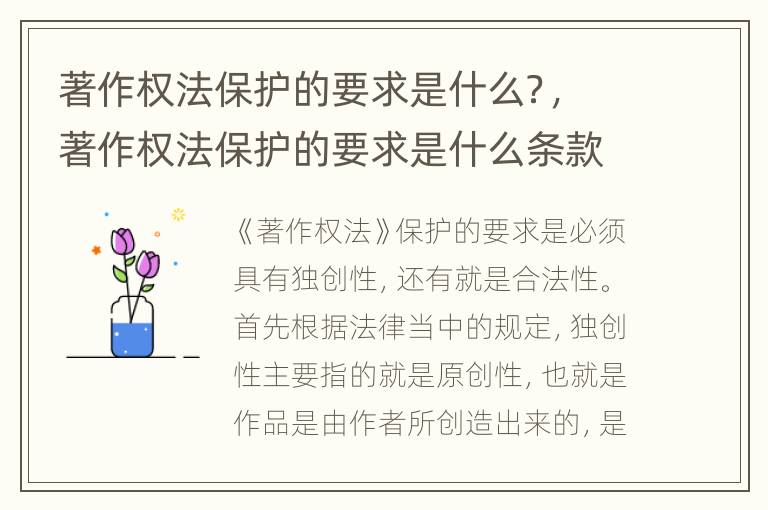著作权法保护的要求是什么？，著作权法保护的要求是什么条款