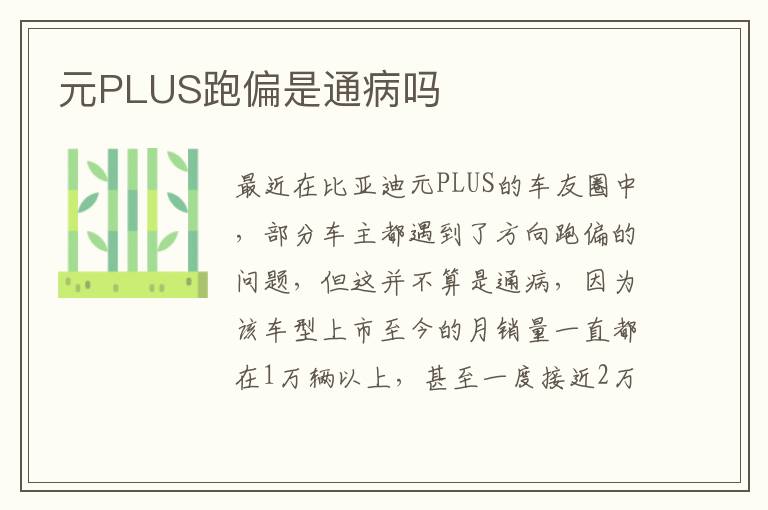 元PLUS跑偏是通病吗