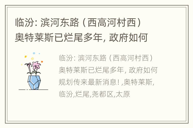 临汾：滨河东路（西高河村西）奥特莱斯已烂尾多年，政府如何规划传来最新消息！