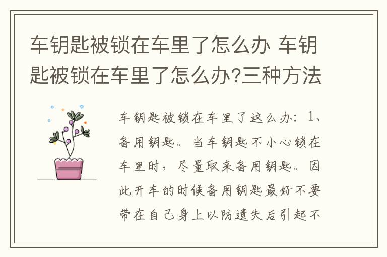 车钥匙被锁在车里了怎么办 车钥匙被锁在车里了怎么办?三种方法帮你解决