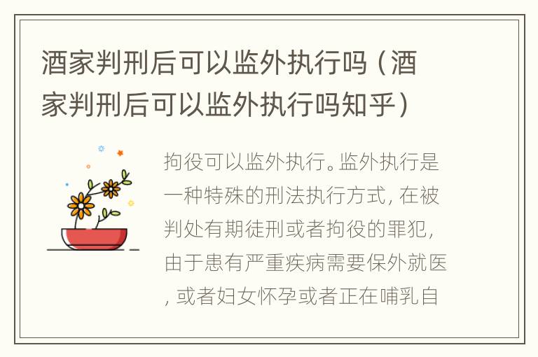酒家判刑后可以监外执行吗（酒家判刑后可以监外执行吗知乎）