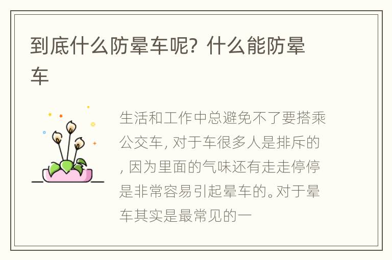 到底什么防晕车呢？ 什么能防晕车